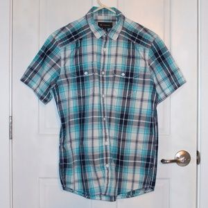 Casual Short Sleeve Checkered Button-Down Shirt